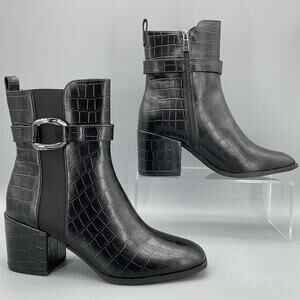 NEW Reaction Kenneth Cole Women’s Emerson Block Heel Boots Black Size 8.5M